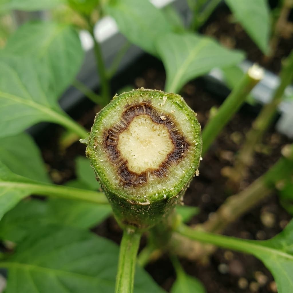 Pembuluh batang berwarna coklat
